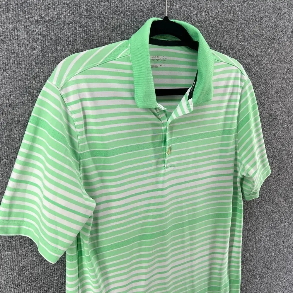 Nike Shirt Mens Small Green Golf Dri-Fit‎ Polo Shirt Golf Outdoor Striped